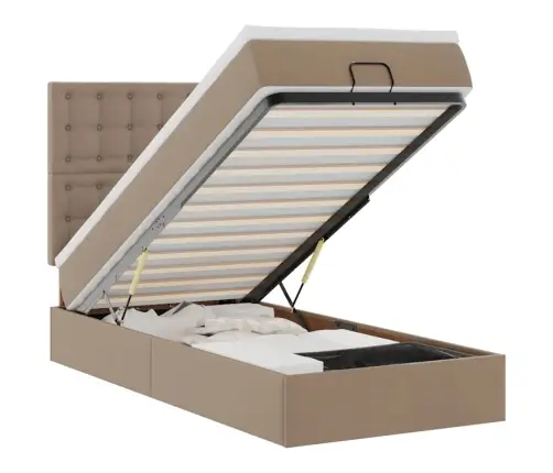 Osmaņu Gulta Ar Matrača, Kapučīno, 100X200Cm, Mākslīgā Āda Vidaxl