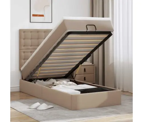 Osmaņu Gulta Ar Matrača, Kapučīno, 100X200Cm, Mākslīgā Āda Vidaxl