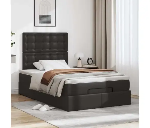 Osmaņu Gultas Rāmis Ar Matrača Melns 120X190Cm Mākslīgā Āda Vidaxl