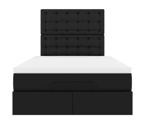 Osmaņu Gultas Rāmis Ar Matrača Melns 120X190Cm Mākslīgā Āda Vidaxl