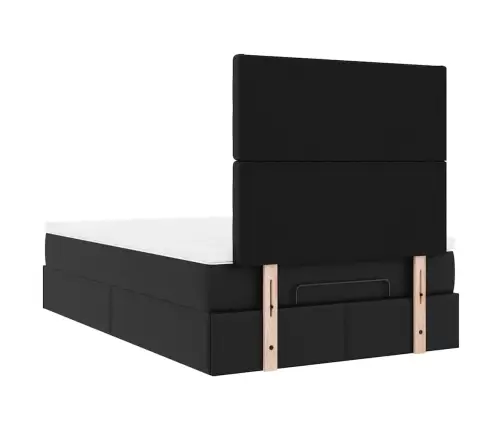 Osmaņu Gultas Rāmis Ar Matrača Melns 120X190Cm Mākslīgā Āda Vidaxl