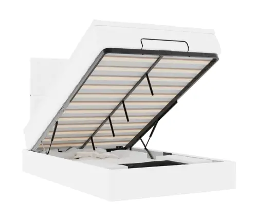 Ottomani Voodiraam Madratsiga, Valge, 120X190 cm Kunstnahk