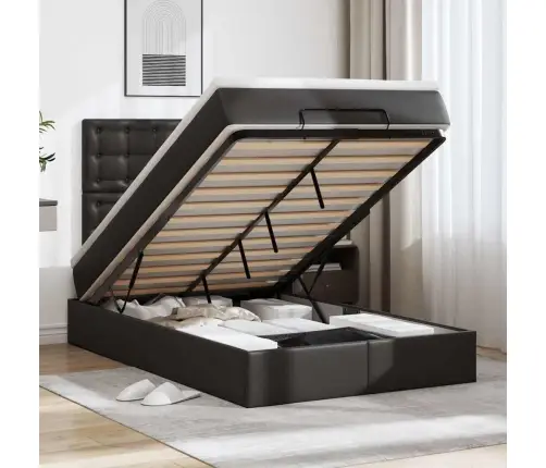 Osmaņu Gultas Rāmis Ar Matrača Melns 120X200Cm Mākslīgā Āda Vidaxl