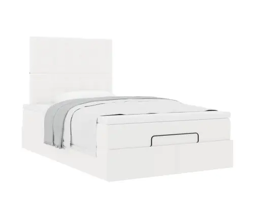 Osmanų Lovos Rėmas Su Čiužiniu, Balta, 120X200cm Dirbtinė Oda