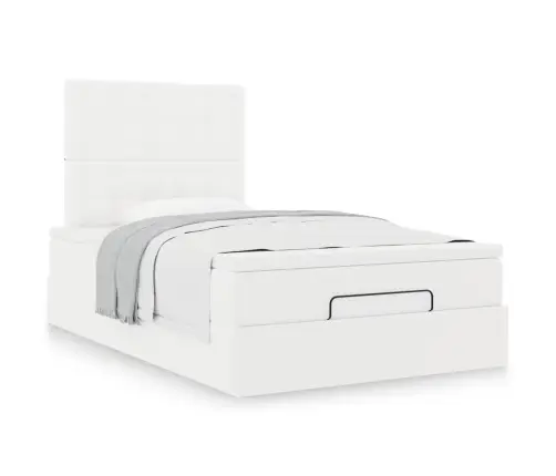 Osmanų Lovos Rėmas Su Čiužiniu, Balta, 120X200cm Dirbtinė Oda