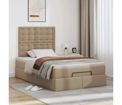 Osmanų Lovos Rėmas Su Čiužiniu, Kapučino, 120X200cm Dirbt. Oda