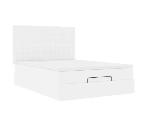 Osmaņu Gulta Ar Matrača, Balts, 140X190Cm, Mākslīgā Āda Vidaxl