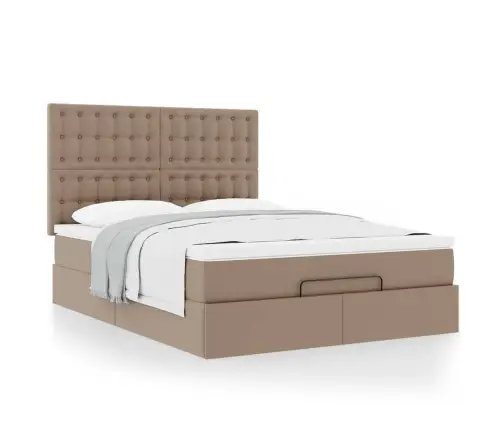 Osmaņu Gulta Ar Matrača, Kapučīno, 140X190Cm, Mākslīgā Āda Vidaxl