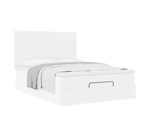 Osmaņu Gultas Rāmis Ar Matrača Balta 140X200Cm Mākslīgā Āda Vidaxl