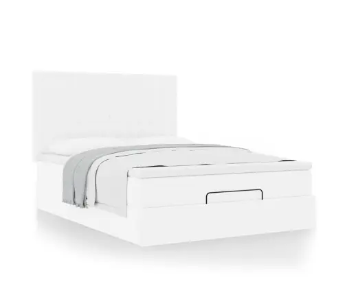 Osmaņu Gultas Rāmis Ar Matrača Balta 140X200Cm Mākslīgā Āda Vidaxl