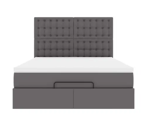 Osmaņu Gultas Rāmis Ar Matrača Pelēks 140X200Cm Mākslīgā Āda Vidaxl