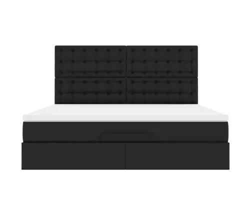 Osmaņu Gultas Rāmis Ar Matrača Melns 160X200Cm Mākslīgā Āda Vidaxl