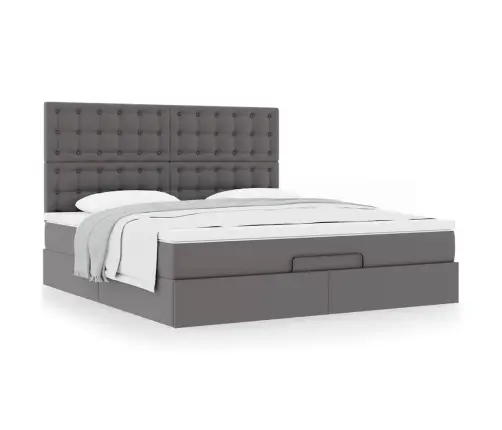 Ottomani Voodiraam Madratsiga, Hall, 160X200cm Kunstnahk