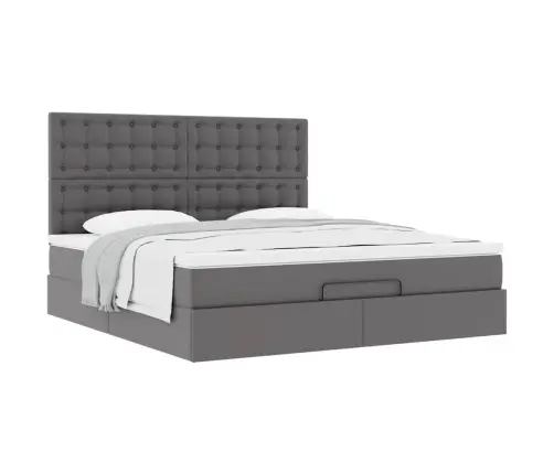 Ottomani Voodiraam Madratsiga, Hall, 160X200cm Kunstnahk