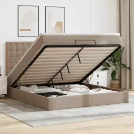 Osmaņu Gultas Rāmis Ar Matrača Kapučīno 160X200Cm Mākslīgā Āda Vidaxl