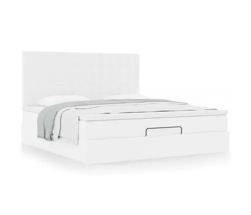 Osmanų Lovos Rėmas Su Čiužiniu, Balta, 180X200cm Dirbtinė Oda