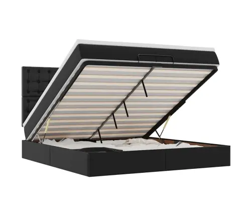 Osmaņu Gultas Rāmis Ar Matračiem Melns 200X200 Cm Mākslīgā Āda Vidaxl