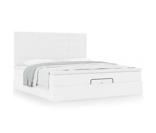 Osmanų Lovos Rėmas Su Čiužiniais, Balta, 200X200cm Dirbt. Oda