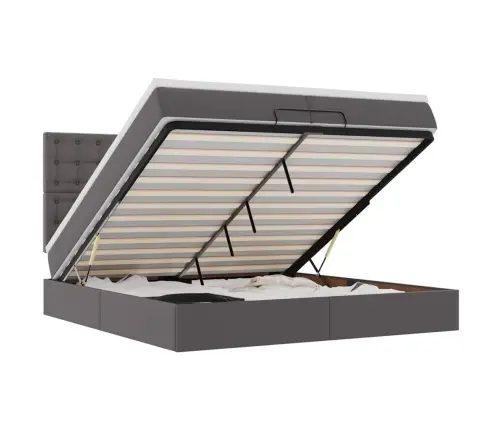 Osmanų Lovos Rėmas Su Čiužiniais, Pilka, 200X200cm Dirbt. Oda