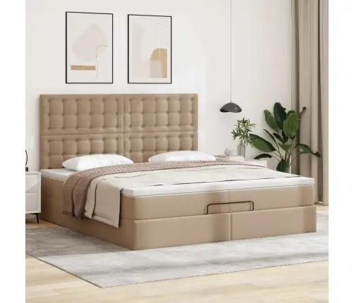 Osmaņu Gultas Rāmis Ar Matračiem Kapučīno 200X200Cm Vidaxl