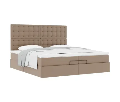 Osmaņu Gultas Rāmis Ar Matračiem Kapučīno 200X200Cm Vidaxl