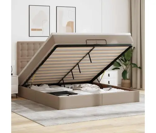 Osmaņu Gultas Rāmis Ar Matračiem Kapučīno 200X200Cm Vidaxl