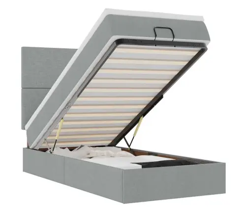 Osmaņu Gultas Rāmis Ar Matraci Gaiši Pelēks 80X200Cm Audums Vidaxl