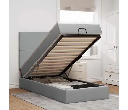 Osmaņu Gultas Rāmis Ar Matraci Gaiši Pelēks 80X200Cm Audums Vidaxl