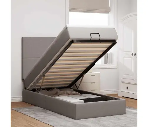 Osmaņu Gultas Rāmis Ar Matrača Pelēkbrūna 90X190 Cm Audums Vidaxl