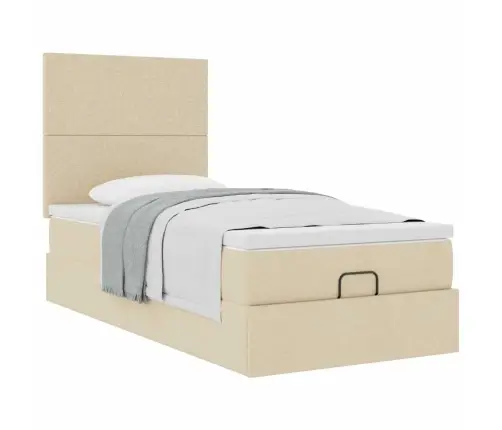 Osmanų Lovos Rėmas Su Čiužiniu, Kreminis, 90X190cm Audinys