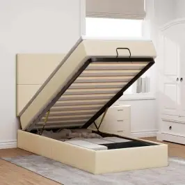 Osmanų Lovos Rėmas Su Čiužiniu, Kreminis, 90X190cm Audinys