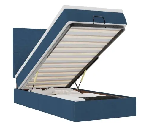 Ottomani Voodiraam Madratsiga, Sinise, 90X190cm Kangas