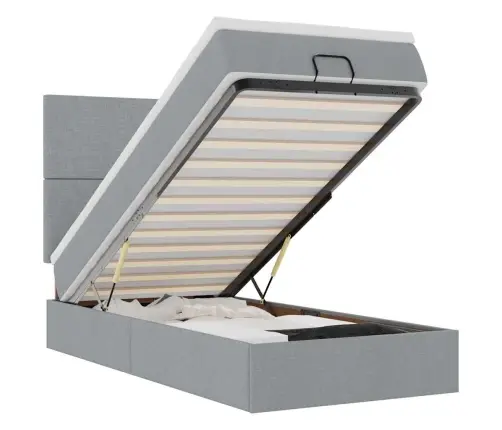 Osmaņu Gulta Ar Matraci Gaiši Pelēks 90X200 Cm Audums Vidaxl