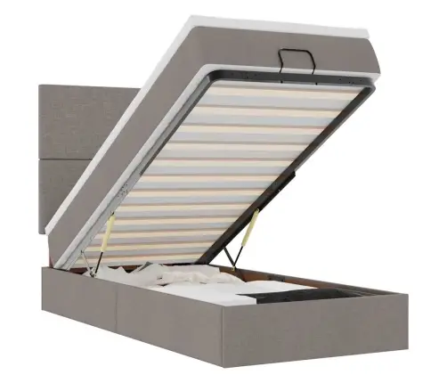 Osmaņu Gultas Rāmis Ar Matrača Pelēkbrūna 100X200 Cm Audums Vidaxl