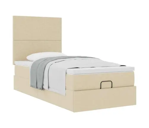 Osmaņu Gultas Rāmis Ar Matrača Krēma 100X200 Cm Audums Vidaxl