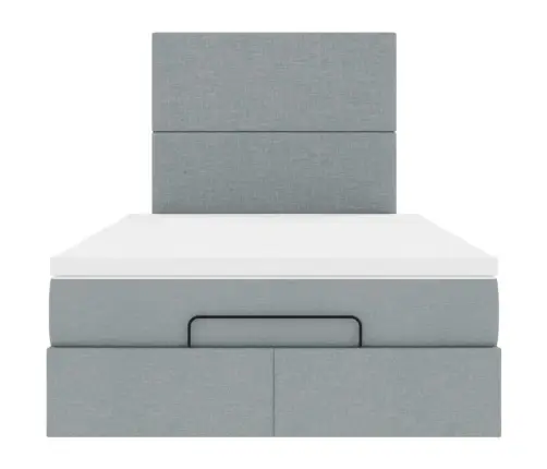 Osmaņu Gultas Rāmis Ar Matrača Gaiši Pelēks 120X190 Cm Audums Vidaxl