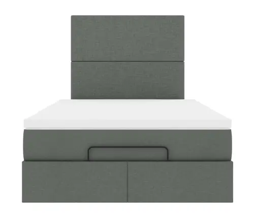 Osmaņu Gultas Rāmis Ar Matrača Tumši Pelēks 120X190 Cm Audums Vidaxl