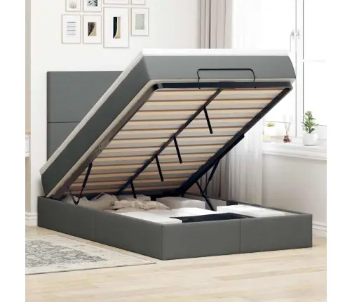 Osmaņu Gultas Rāmis Ar Matrača Tumši Pelēks 120X190 Cm Audums Vidaxl