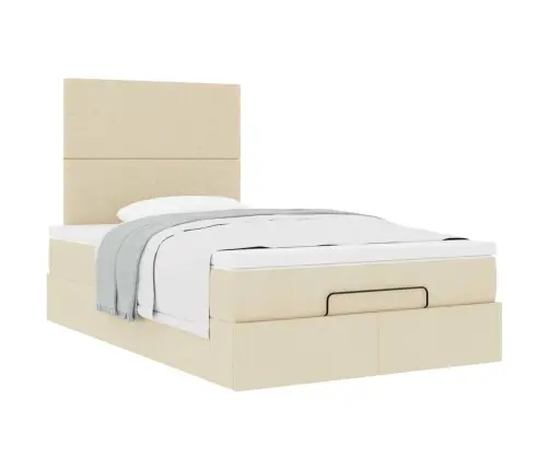 Ottomani Voodi Madratsiga, Kreemjas, 120X190 cm Kangas