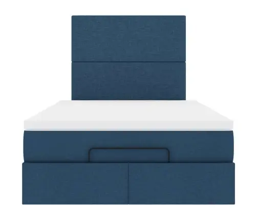 Osmanų Lovos Rėmas Su Čiužiniu, Mėlynas, 120X190 cm Audinys