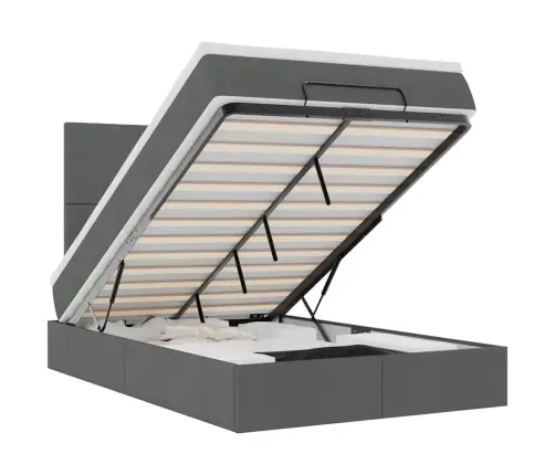 Osmaņu Gultas Rāmis Ar Matrača Tumši Pelēks 120X200 Cm Audums Vidaxl