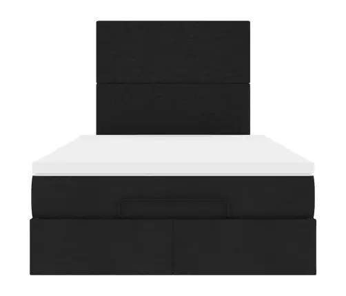 Osmanų Lova Su Čiužiniu, Juodas, 120X200cm Audinys