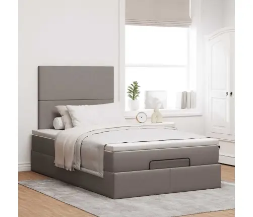 Osmaņu Gultas Rāmis Ar Matrača Pelēkbrūns 120X200Cm Audums Vidaxl