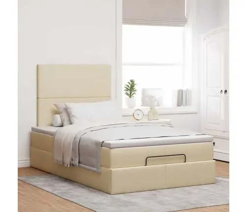 Osmaņu Gultas Rāmis Ar Matrača Krēmkrāsas 120X200Cm Audums Vidaxl