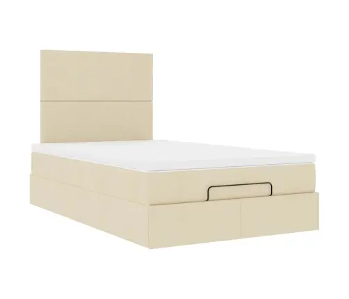 Osmaņu Gultas Rāmis Ar Matrača Krēmkrāsas 120X200Cm Audums Vidaxl