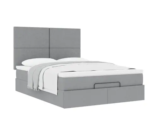 Ottomani Voodi Madratsita, Helehall, 140X190cm Kangas