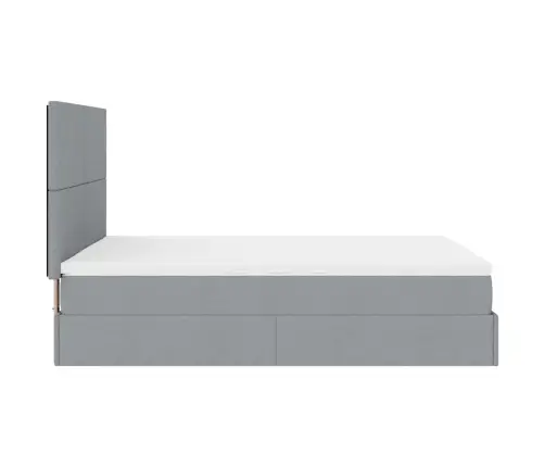 Ottomani Voodi Madratsita, Helehall, 140X190cm Kangas