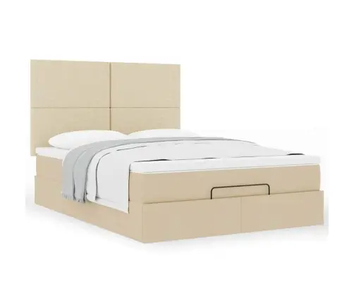 Ottomani Voodi Madratsiga, Kreemjas, 140X190cm Kangas