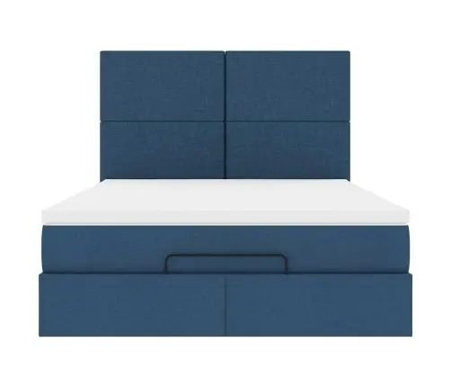 Osmaņu Gulta Ar Matraci, Zils, 140X190Cm, Audums Vidaxl