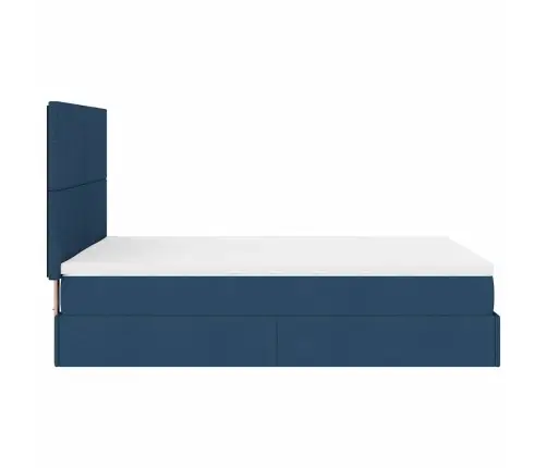 Osmaņu Gulta Ar Matraci, Zils, 140X190Cm, Audums Vidaxl